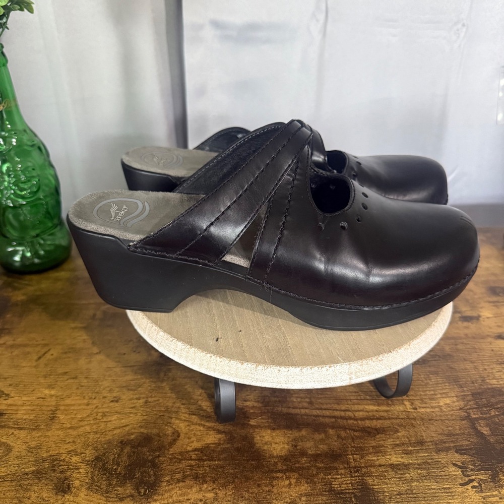 Dansko Susana Leather Mary Jane Clogs Women 41 Black Comfort Professional Casual
